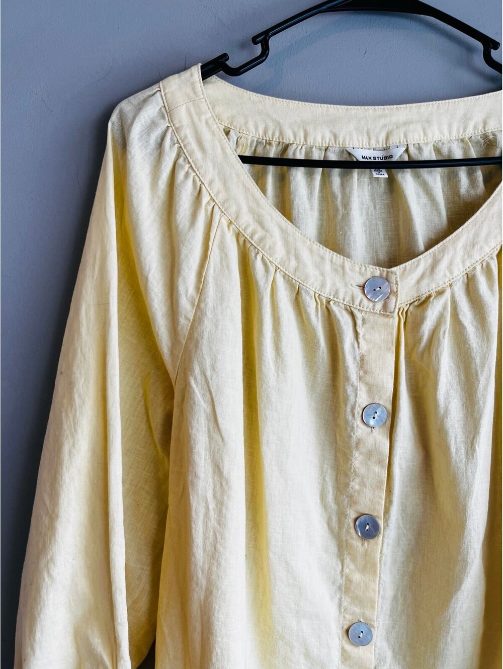 Max Studio Yellow Linen Top XL